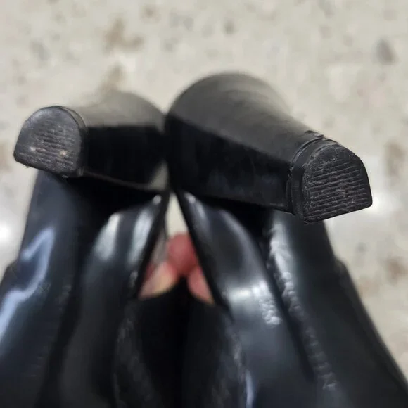 AK Anne Klein Black Slingback Heels Peep Toe Floral Platform Pumps - Picture 9 of 12